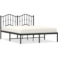 vidaXL Bedframe met hoofdbord metaal zwart 135x190 cm