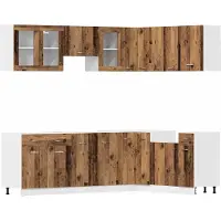 vidaXL 11-delige Keukenkastenset Lyon bewerkt hout oud houtkleurig