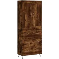 vidaXL Hoge kast 69,5x34x180 cm bewerkt hout gerookt eikenkleurig