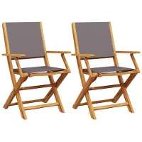vidaXL Inklapbare stoelen 2 st acaciahout en stof antracietkleurig