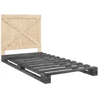vidaXL Bedframe met hoofdbord massief grenenhout grijs 100x200 cm
