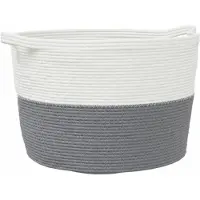 vidaXL Wasmand Ø 60x36 cm katoen grijs en wit
