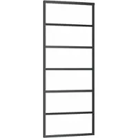 vidaXL Schuifdeur 76x205 cm ESG-glas en aluminium zwart