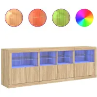 vidaXL Dressoir met LED-verlichting 202x37x67 cm sonoma eikenkleurig
