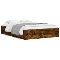 vidaXL Bedframe met lades bewerkt hout gerookt eikenkleurig 120x190 cm