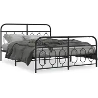 vidaXL Bedframe met hoofdeinde en voeteneinde, zwart, metaal, 140x190 cm
