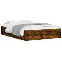 vidaXL Bedframe met lades bewerkt hout gerookt eikenkleurig 135x190 cm