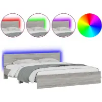 vidaXL Bedframe met hoofdeinde en LED-licht grijs sonoma 180x200 cm