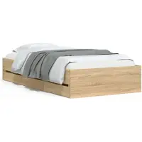vidaXL Bedframe met lades bewerkt hout sonoma eikenkleurig 75x190 cm