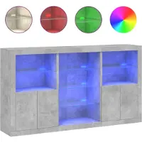 vidaXL Dressoir met LED-verlichting 181,5x37x100 cm betongrijs