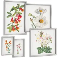 Wallfluent 5-Delige Schilderij Set - Retro Bloemen Uit Verschillende Steden Over De Hele Wereld - 20 x 30 cm - Stijlvolle Wanddecoratie - Interieur