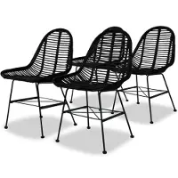 vidaXL Eetkamerstoelen natuurlijk rattan zwart 4 st online kopen