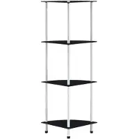 vidaXL Kastje 4-laags 30x30x100 cm gehard glas zwart