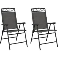 vidaXL Opklapbare stoelen, 2 stuks, gemêleerd grijs, staal en Textilene.