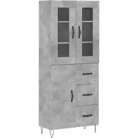 vidaXL Hoge kast 69,5x34x180 cm bewerkt hout betongrijs