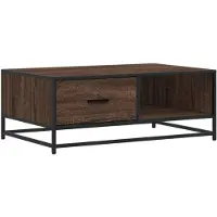 vidaXL Salontafel 90x57x35 cm bewerkt hout en metaal bruin eikenkleur