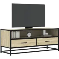 vidaXL Tv-meubel 100x34,5x40cm bewerkt hout metaal sonoma eikenkleurig