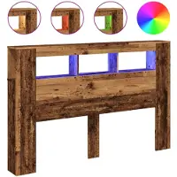 vidaXL Hoofdeinde met LED 160x18,5x103,5 cm bewerkt hout oud hout