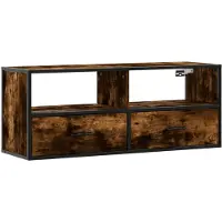 vidaXL Tv-meubel 100x31x39,5 cm bewerkt hout metaal gerookt eikenkleur
