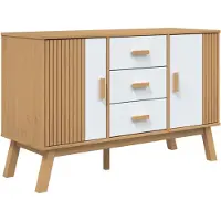 vidaXL Dressoir OLDEN 114x43x73,5 cm massief grenenhout wit en bruin
