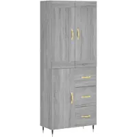 vidaXL Hoge kast 69,5x34x180 cm bewerkt hout grijs sonoma eikenkleurig