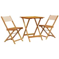 vidaXL 3-delige Bistroset stof en massief hout beige