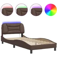vidaXL Bedframe met LED zonder matras "Hvar" bruin 80x200 cm