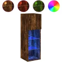 DKD Home Decor Tv-meubel LED-verlichting 30,5x30x90 cm gerookt eikenkleurig
