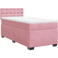 vidaXL Boxspring met matras fluweel roze 90x200 cm