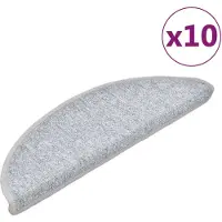 vidaXL Trapmatten 10 st 56x17x3 cm Lichtgrijs Halfrond