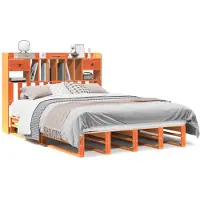 vidaXL Bed met boekenkast zonder matras grenenhout wasbruin 160x200 cm
