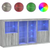 vidaXL Dressoir met LED-verlichting 202x37x100 cm grijs sonoma eiken