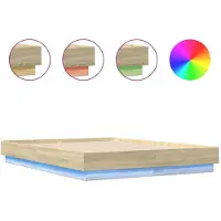 vidaXL Bedframe met LED-verlichting sonoma eikenkleurig 120x190 cm