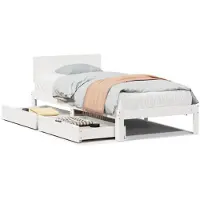 vidaXL Massief houten bed met lades, wit, 100x200 cm, grenen
