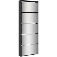 vidaXL Schoenenkast met spiegel 5-laags 63x17x169,5 cm zwart