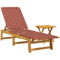 vidaXL Ligbed met tafel massief acaciahout en stof rood