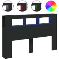 vidaXL Hoofdeinde met LED 160x18,5x103,5 cm bewerkt hout zwart