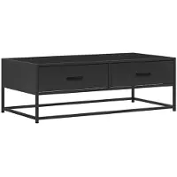 vidaXL Salontafel 100x50x35 cm bewerkt hout en metaal zwart