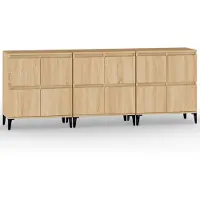 vidaXL Dressoirs 3 st 60x35x70 cm bewerkt hout sonoma eikenkleurig