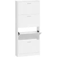 vidaXL Schoenenkast 59x17x150 cm bewerkt hout hoogglans wit