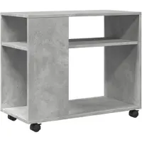 vidaXL Bijzettafel met wielen 70x35x60 cm bewerkt hout betongrijs