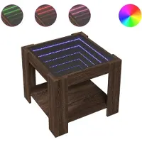 vidaXL Salontafel met LED 53x53x45 cm bewerkt hout bruin eikenkleurig