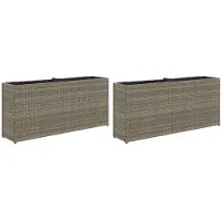 vidaXL Plantenbakken met 2 potten 2 st 90x20x40 cm poly rattan grijs