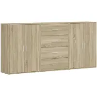 vidaXL Dressoirs 3 st 60x31x84 cm bewerkt hout sonoma eikenkleurig