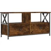 vidaXL Tv-meubel 90x33x45 cm bewerkt hout en ijzer gerookt eikenkleur