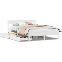 vidaXL Bedframe zonder matras massief grenenhout wit 120x190 cm