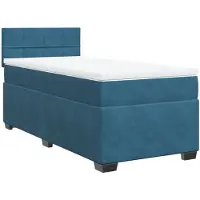 vidaXL Boxspring met matras fluweel donkerblauw 90x190 cm