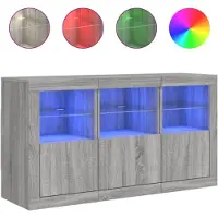 vidaXL Dressoir met LED-verlichting 123x37x67 cm grijs sonoma eiken