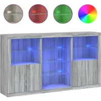 vidaXL Dressoir met LED-verlichting 181,5x37x100 cm grijs sonoma eiken