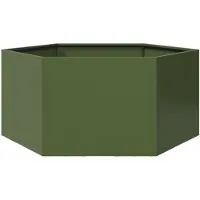vidaXL Plantenbak zeshoek 104x90x45 cm staal olijfgroen
